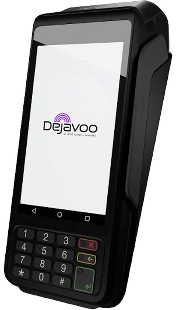 Dejavoo handheld POS terminal for IFS credit and debit card processing.